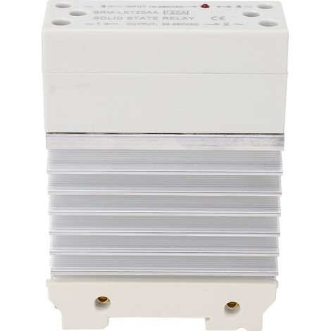 Module SSR relais statique 120A avec dissipateur aluminium montage rail 35mm contrôle AC entrée 70-280VAC sortie 24-480VAC (1/5)