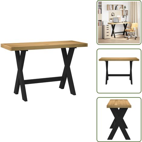 Tavolo da pranzo - vidaXL Scrivania NOAIN Gambe a Forma di X 120x50x75 cm Legno Massello - Scrivania per ufficio