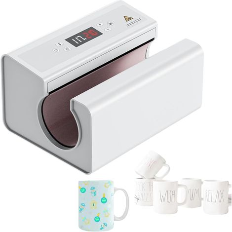 Automatic Heat Transfer Machine for Mugs, 325-887 mL, Diameter 75-85 mm, Sublimation Machine with Adjustable Temperature and Time, Fast and Even Heating, for Transferring Images onto Mugs, White (1/5)