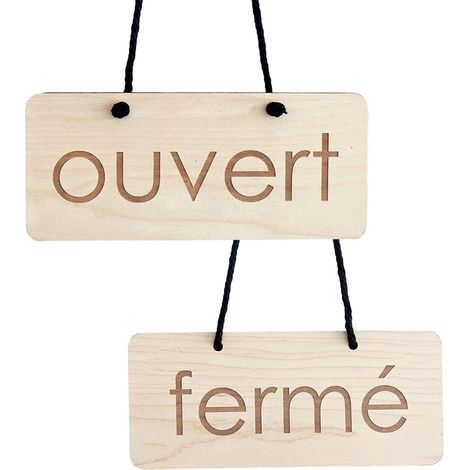 Tableau ouvert fermé pour magasines, entreprises, restaurants - Panneaux en bois de 8,5 x 19,5 cm (1/3)