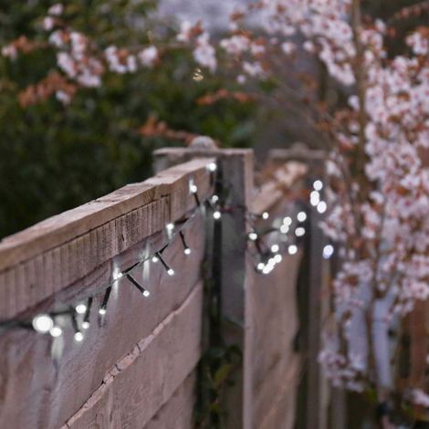 10m Solar Power Outdoor LED Fairy Lights Green Cable White Garden Décor