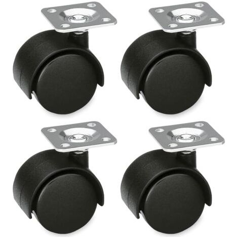 Lot de 4 Roulettes Meubles 39mm Nylon - 25kg/Roue Platine Acier pour Chaises Bureau & Tables Basses (1/5)