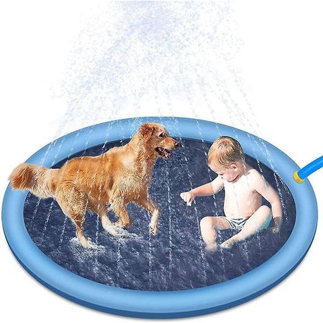 tapis D'arrosage Extrieur (150cm, Bleu), Tapis D'arrosage Antidrapant Et Anti-dchirure, Tapis D'arrosage Durable En Pvc, Fontaine D'arrosage Rglab (1/4)
