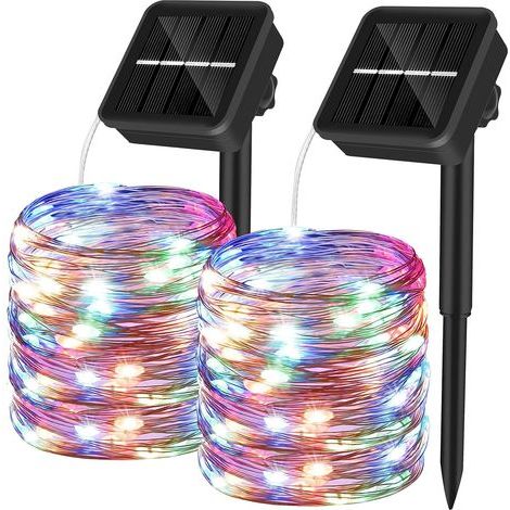 Luminaire solaire extérieur 12m 100pcs Led Solar Garden Light Copper Wire Solar String Lights 8 Patterns For Party, Garden, Wedding Decoration (2 Piece (1/5)
