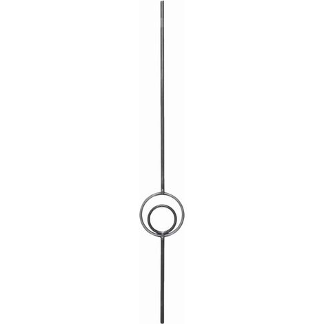 Barreau lisse avec double cercle - Hauteur 950mm Largeur 135mm rond Ø12mm - Fer forgé - À souder - DECO FER FORGE