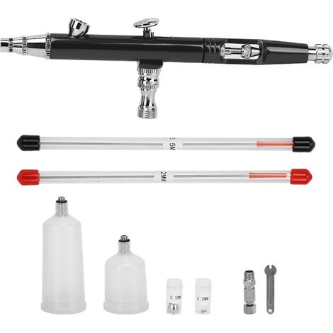 Pistolet aérographe mini 0,3mm réglage externe queue, jeu de pulvérisation DIY 20CC/40CC noir pour peinture et bricolage. (1/5)