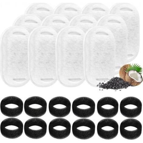ALLIANDISFiltre pour abreuvoir pour chat, filtre 12 pièces + éponge 12 pièces, filtre pour abreuvoir pour chat avec résine et charbon actif (1/4)