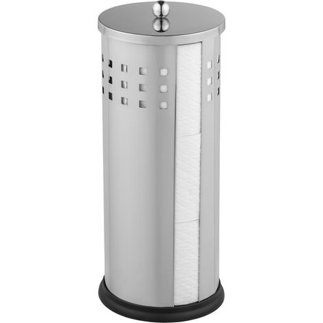 WENKO Stockeur papier WC Ancona acier inox, Acier inoxydable, 13 x 34 x 13 cm, Brillant (1/3)