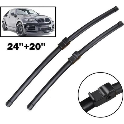 Lot de 2 balais d'essuie-glace avant pour BMW X6 E71 E72 2008-2012 24" + 20" (1/4)