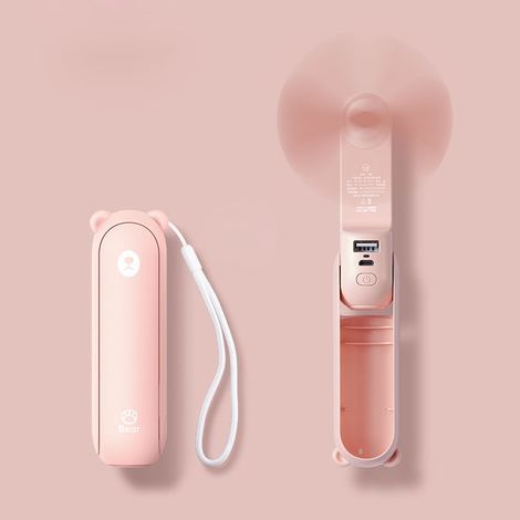 Ventilateur de poche portable en forme d'ours, petit ventilateur pliable pour la maison et le bureau, avec chargement USB. (1/5)