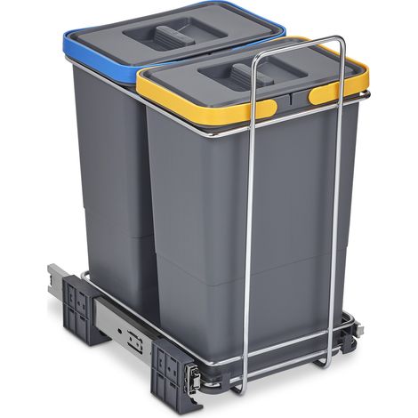 Abfallsammler Ecofil 8+8L mit Deckel Vollauszug Bodenmontage für Korpus ab 30 cm