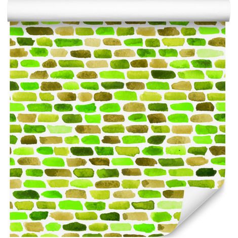 Papel pintado con estampado de ladrillos coloridos y acuarela para salón y dormitorio, 50x1000 cm. (1/5)