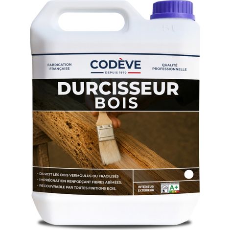 Codève Bois – Durcisseur bois 5 L – Renforce les bois vermoulus et friables – Pénétration profonde – Utilisation intérieure et extérieure