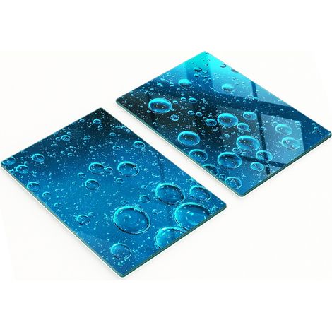 Set di due taglieri decorativi in vetro per cucina con motivo bolle d'acqua, 2x40x52 cm (1/5)