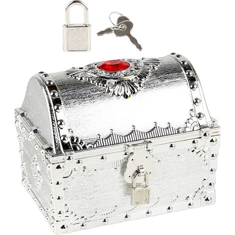 1 Coffre au trésor, plastique durable, grande taille, rangement jouets, décoration rétro, fête enfant (1/5)