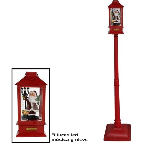 IBEROGARDEN Farol Rojo Santa con Luz LED, Música y Efecto de Nieve – 156 cm – Decoración Navideña de Gran Tamaño para Interior y Exterior (1/3)