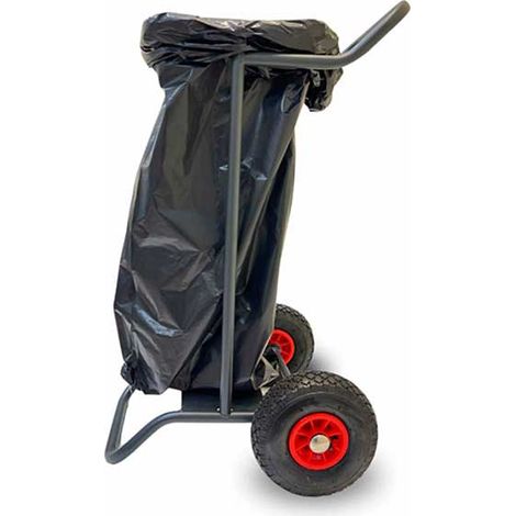 Matisère – Diable support sac poubelle 150kg – Structure en tube d'acier – Roues pneumatiques Ø260mm – Compatible sacs 100L – 8MDP0000G0N716