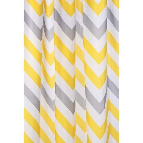 Croydex Yellow and Grey Chevron Textile Shower Curtain with Hygiene 'N' Clean (1/5)