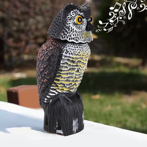Vogelscheuche in Eulenform mit drehbarem Kopf und Geräuschfunktion, Schädlingsbekämpfung im Garten, Pflanzenschutz, realistische Silhouette (1/5)