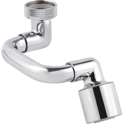 Schwenkbarer Wasserhahn mit 1080°-Drehwinkel für Badezimmerwaschbecken, Strahlregler mit M18,5-Adapter, Multifunktions-Strahlregler mit großem Drehwinkel für Küchenspülen FM22 Chrom (1/5)