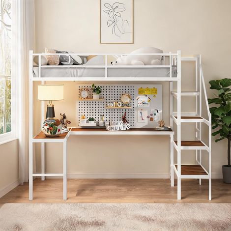 Cadre de lit coloris blanc en fer 197 x 98 x 175,5 cm (1/5)