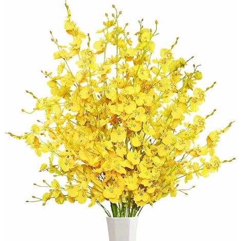 39 Dancing Lady Orchids 10 Pcs Artificial Long Stem Yellow Fake Orchid Flowers for Dining Table Wedding Home Office Party Hotel Homestay Yard Festive Furnishing Arrangement Decor (Yellow) (1/5)