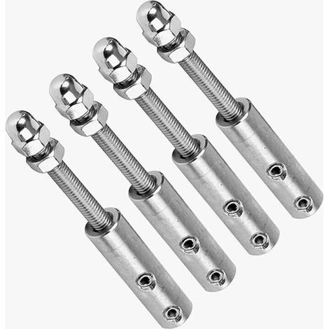 Lot de 4 terminaux à vis pour câble métallique de 4 mm - Tendeur de câble métallique en acier inoxydable pour la fixation de la tension (4 x 3 mm) (1/5)