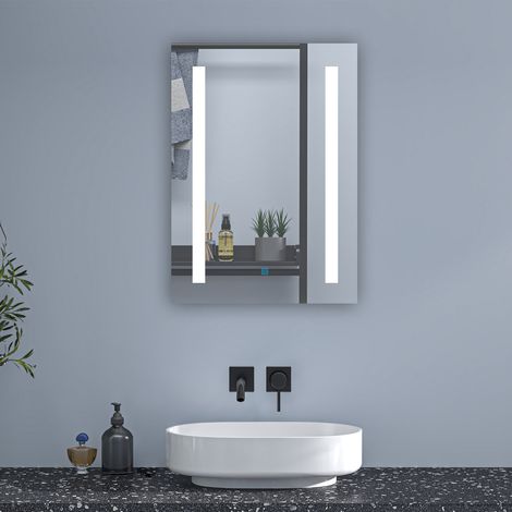 45x60cm LED Bathroom Mirror with Lights and Demister Touch Switch Wall Mounted Bathroom Mirrors Vanity Mirror (1/5)