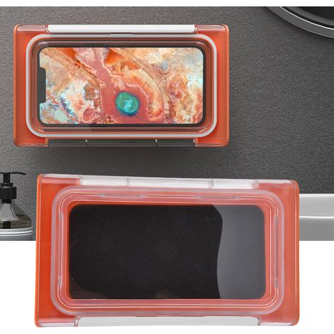 Wasserdichte TV-Box für Touchscreen-Smartphones zur Wandmontage, mit der Sie Filme und Serien unter der Dusche ansehen können. (Orange) (1/5)