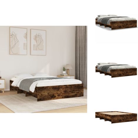 Cadre de lit sans matelas chêne fumé 140x190 cm bois ingénierie - Cadre De Lit - Cadres De Lit - Meuble De Chambre À Coucher - Lit (1/5)