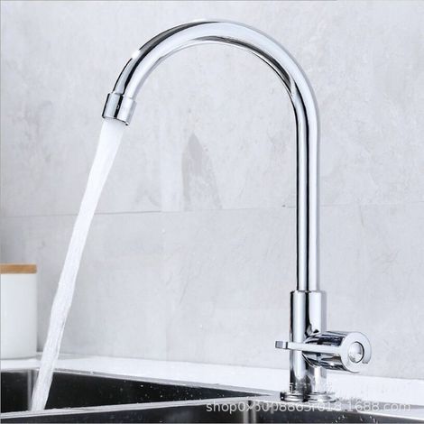 Kitchen single-pipe cold water faucet, 304 stainless steel, sink and basin faucet, ball bearing faucet, bathroom fixture wholesale -- Stainless steel ball bearing single-pipe cold water faucet