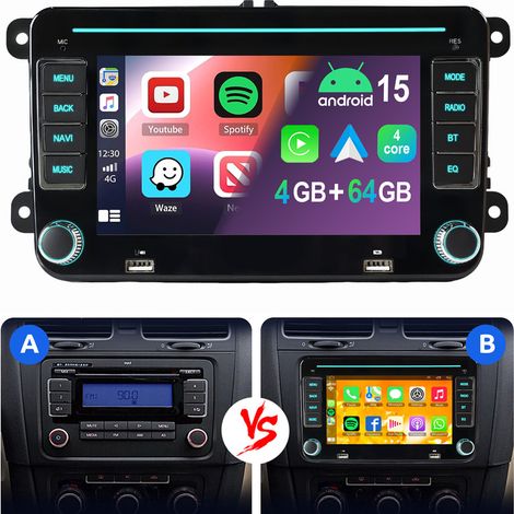 Pour VW GOLF 5 6 Plus Touran Caddy Passat Polo Android 15 Autoradio Carplay GPS 4+64G (1/5)