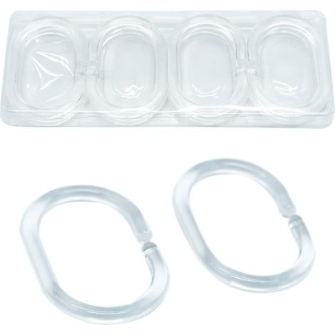 12 - Anneau de Rideau - Crochet de Douche - Plastique Transparent pour Barre de 2 à 4 cm - Salle de Bain - 5,6x3,9cm (1/5)