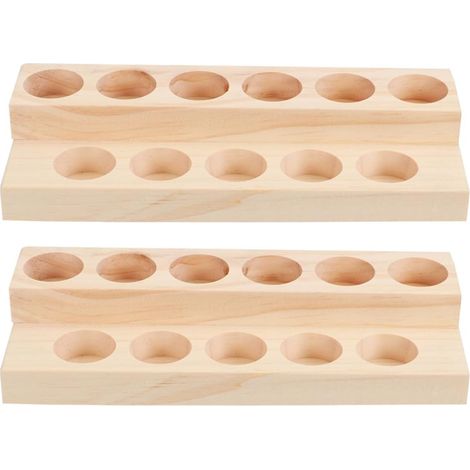 Lot de 2 Supports en Bois Clair pour Huiles Essentielles Porte-Flacons Double Couche Multifonction Organisateur de Rangement Compact pour Flacons D’Huile Essentielle pour Salle (1/5)