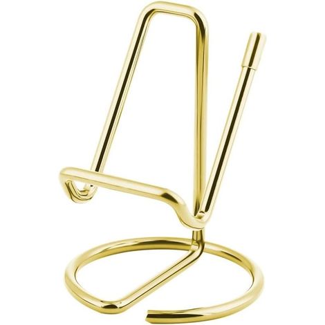 Soporte para teléfono y tableta, soporte metálico para teléfono, base decorativa, tarjetero metálico, decoración de escritorio, soporte para teléfono, soporte de lectura, dorado (1/5)