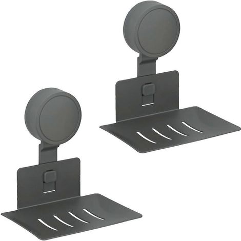 Seifenablage mit Saugnapf für Dusche, selbstentleerend, Wandmontage, kein Bohren erforderlich, für Badezimmer, Badewanne, Küchenspüle, Grau, 12,6 x 12,4 x 8,4 cm, Mate (1/5)