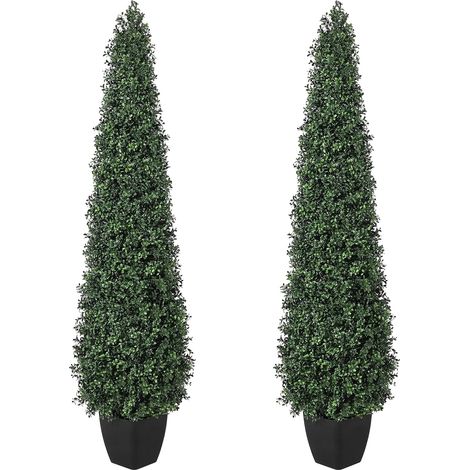 Árboles topiarios artificiales de boj, en maceta, sin necesidad de mantenimiento, 122 cm (4 pies) (1/2)