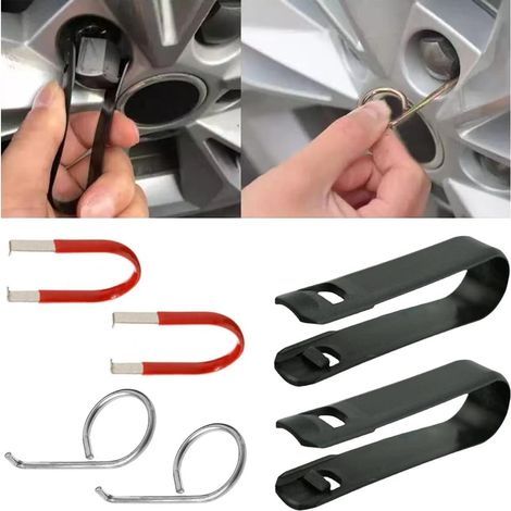6 Pcs Outil Demontage Couvre-Écrous De Roues, Outils De Remplacement des Cache-Boulons Pneus, Pince Capuchon Ecrou Extracteur Pincettes, Extracteur De Pincettes pour Couvre Écrous (1/5)