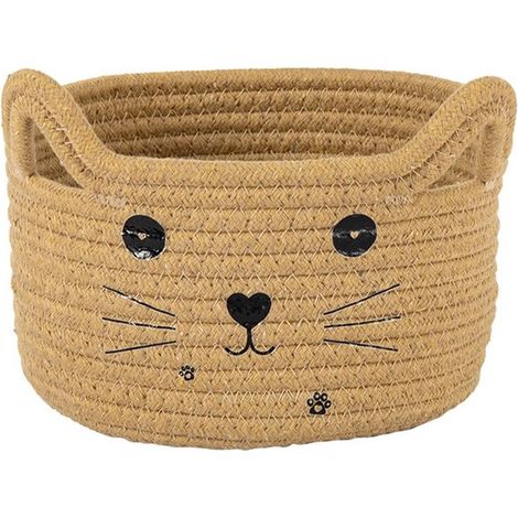 Cestino portaoggetti con orecchie da gatto, organizer intrecciato, decorazione e regalo di Pasqua, porta giocattoli per animali domestici, grazioso cestino in corda di cotone (1/4)