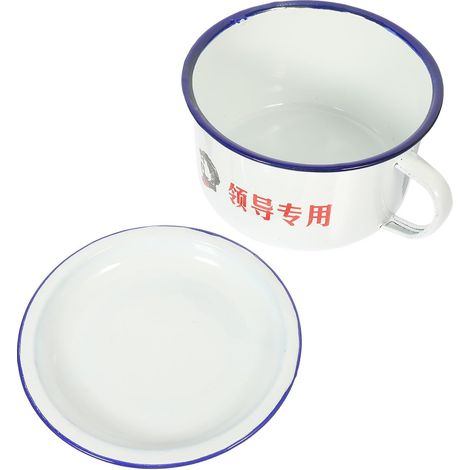 Bol bento Zerodeko en émail blanc avec design rétro et poignée (1/5)