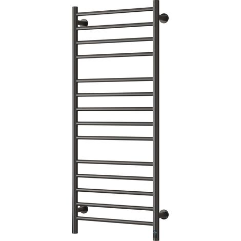 Reina Arnage Dry Electric Heated Towel Rail 1200mm H x 500mm W - Brushed Gun Metal (1/4)