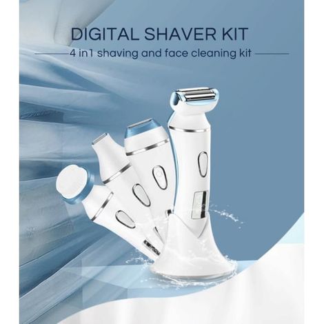 Épilateur électrique 4 en 1 - - Rasoir sec et humide - Rechargeable - Sans fil - Brosse exfoliante intégrée (1/4)