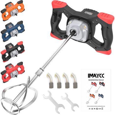2100W Malaxeur Mortier Colle, Malaxeur Beton 220V, Melangeur Beton Avec 6 Vitesses, Betonniere Électrique Idéal Pour Mélanger les Aliments,le Plâtre,la Peinture,le Ciment(Noir) (1/5)