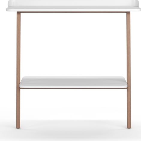 Consola de entrada fabricada en melamina y madera de haya, modelo SUOMI (787) de Herdasa. Blanco y nogal claro (1/4)