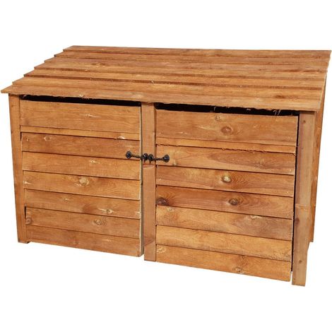 Wooden Log Store, W227xH126cm (Brown finish) With doors
