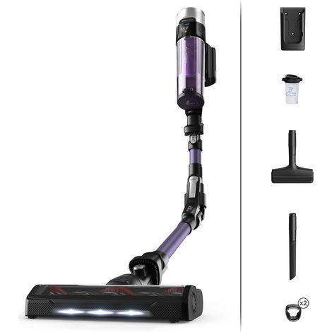 Rowenta – Aspirateur balai sans fil 9.60 – Autonomie 45 min – Tube flexible – Brosse motorisée avec éclairage LED – Bac à poussière 0,4 L
