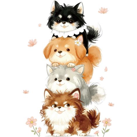 Estas adorables pegatinas de huellas de perro son perfectas para dormitorios y salas de estar. (37 cm de ancho x 55 cm de alto) (1/4)