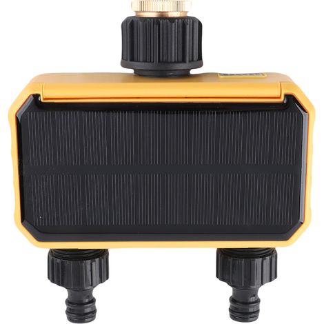 Minuteur d'arrosage solaire à 2 sorties avec temporisation automatique en cas de pluie pour l'irrigation du jardin et de la cour (1/5)