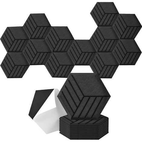 Lot de 12 panneaux acoustiques autocollants, 35,6 x 30,5 x 1 cm, panneaux muraux insonorisants, panneaux absorbant le son, B (1/5)