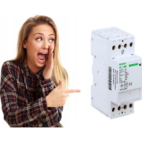Gacia  Contacteur Modulaire 25A - 2P - 230V - 4 Contacts - Contrôle Électrique Fiable - Montage Simple (1/4)